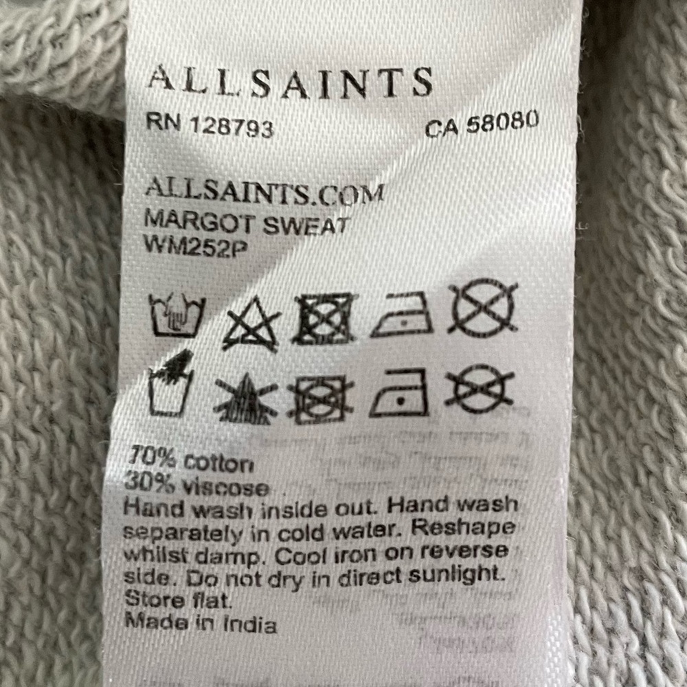 All Saints Margot Floral Embroidered Sweatshirt Medium Gray Pink Blue - Picture 12 of 13
